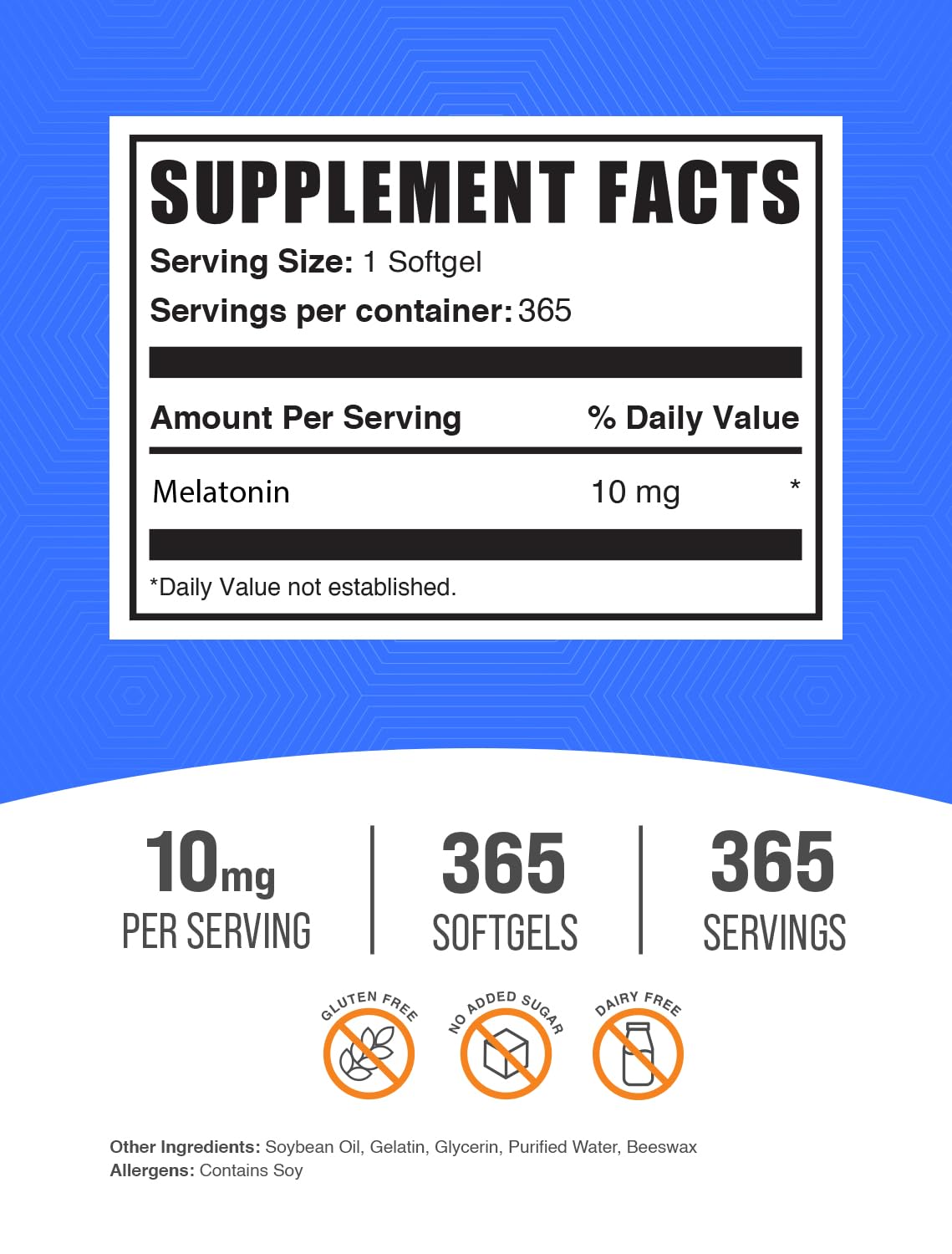 BulkSupplements Melatonin 10 mg Softgels 365 Count