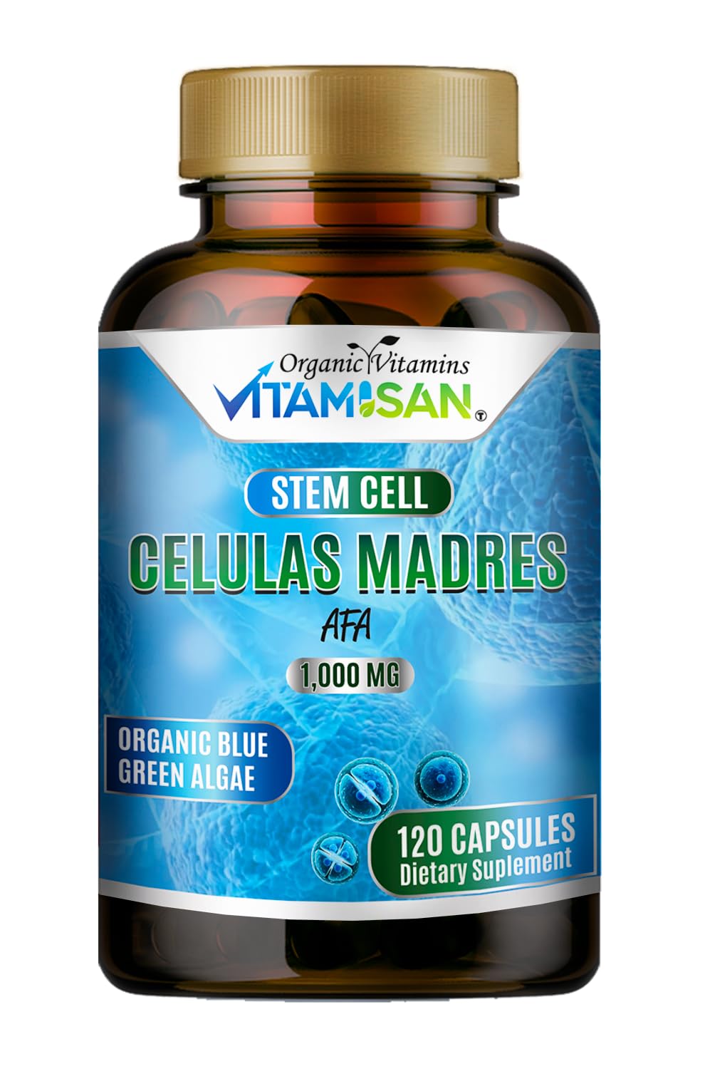 VITAMISAN AFA Stem Natural Cell 1000 mg Blue-Green Algae Capsule, 120 Capsules