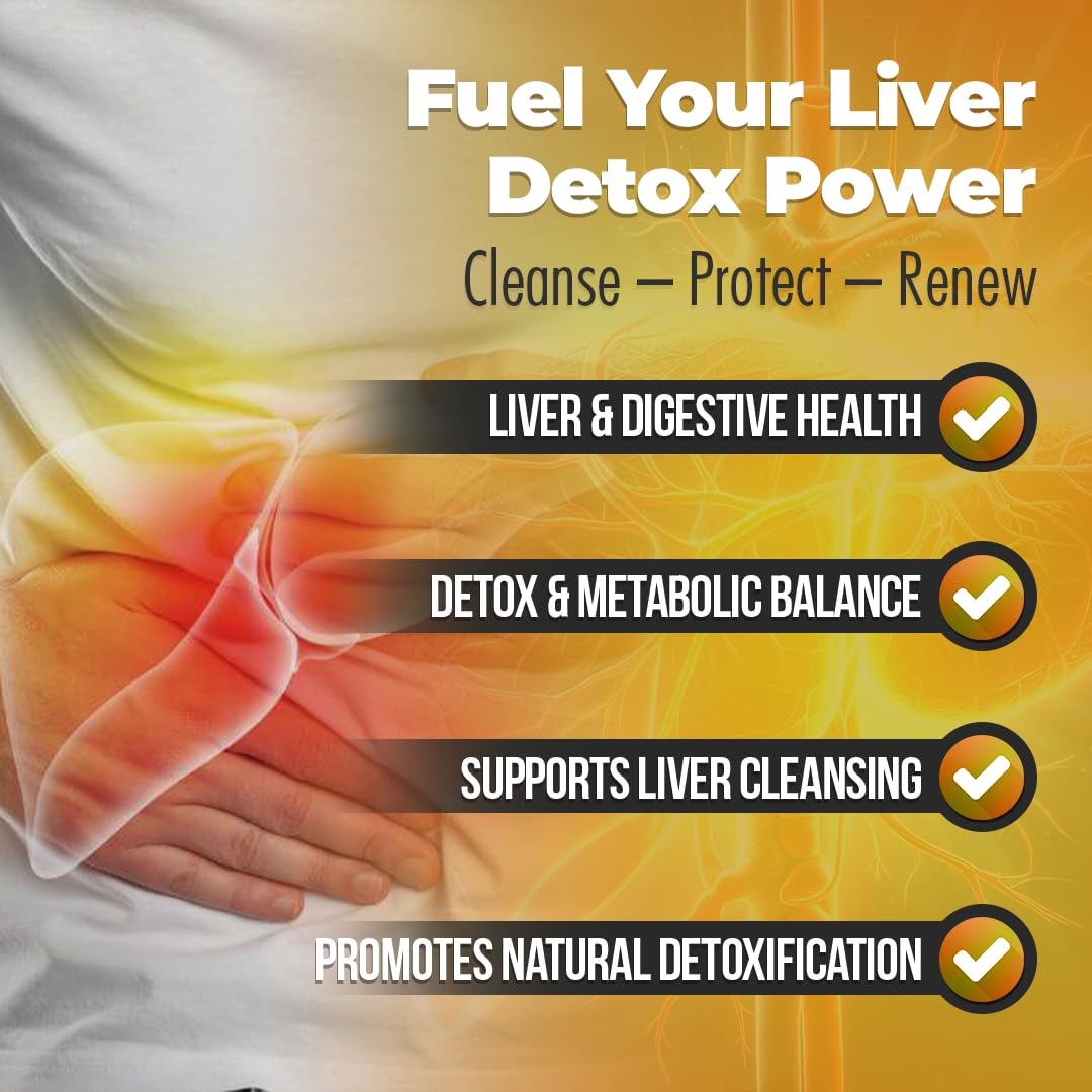 Hepatol Liver Cleanse Detox - Herbal Liver Supplement with Turmeric; L-Cysteine Detox Support Liver Health; Healthy Digestion - Liver Support Detox Cleanse Supplements, 60 Capsules