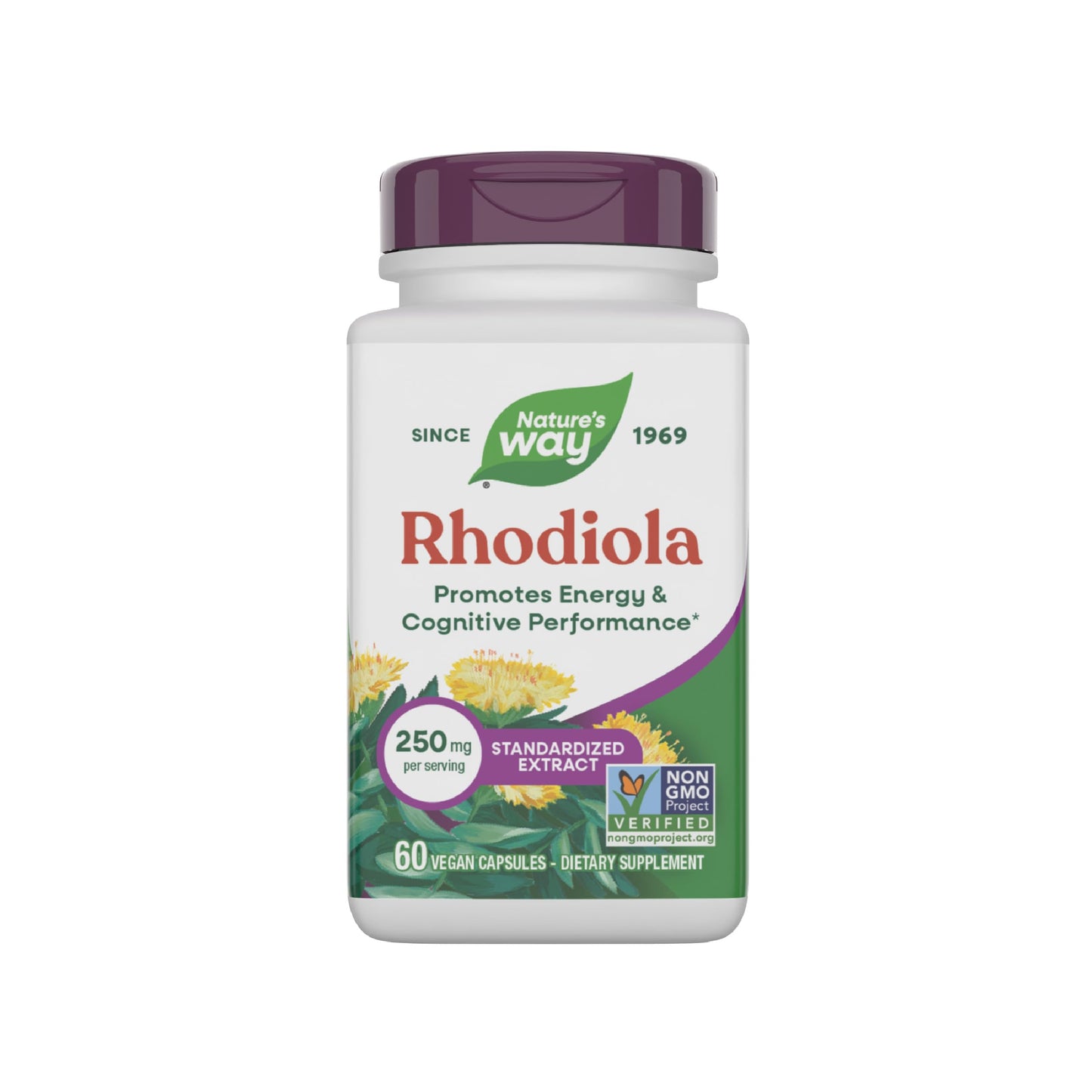 Nature's Way Rhodiola 250mg Capsules for Cognitive Performance & Energy Support, 60 Count