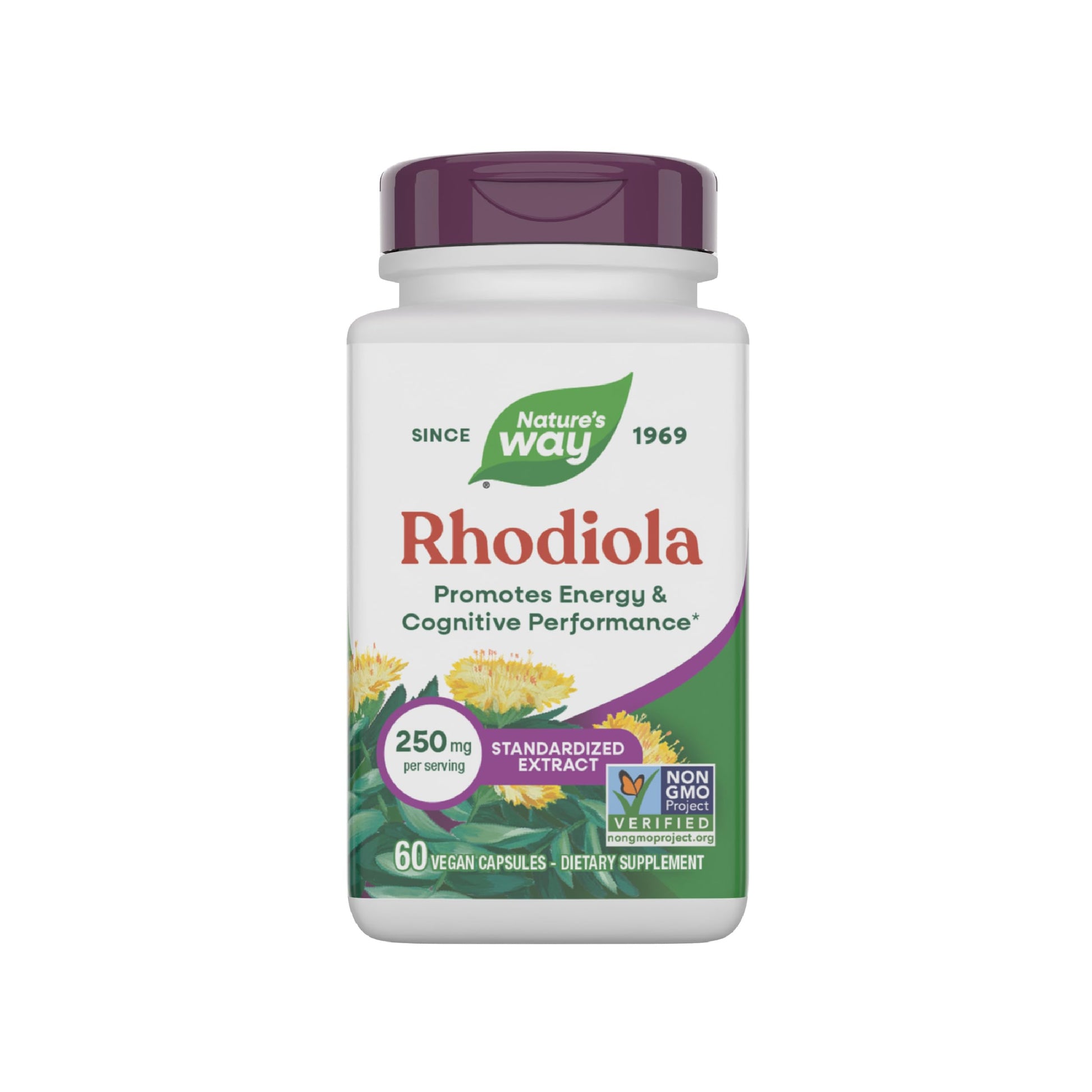 Nature's Way Rhodiola 250mg Capsules for Cognitive Performance & Energy Support, 60 Count