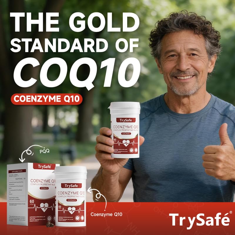 TrySafe Coenzyme Q10 Complex Proprietary Blend with Grape Seed Extract, Beetroot, Resveratrol & PQQ Softgels, 60 Count