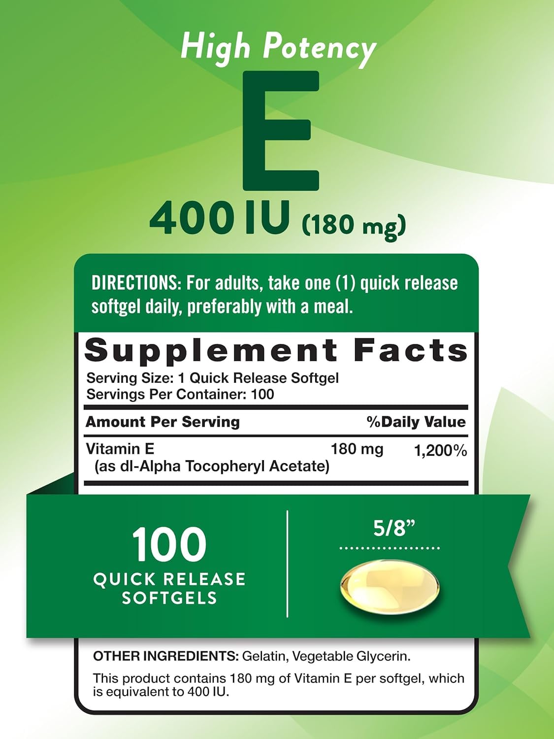 Nature's Truth Vitamin E 400 Complex with Natural D-Alpha Softgels 300 Count