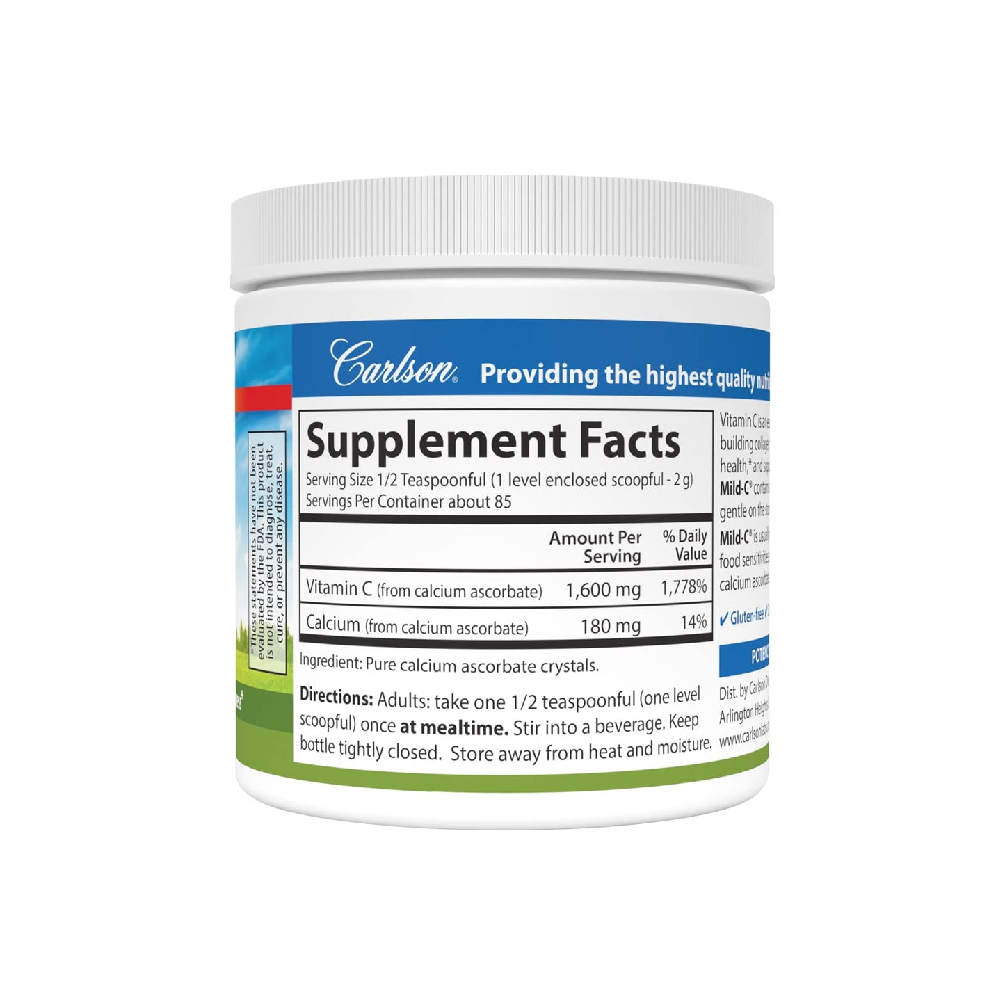 Carlson Mild-C Vitamin C Powder 6 oz