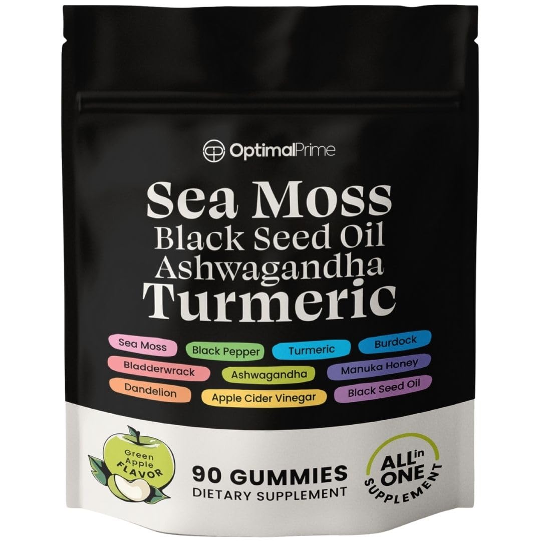 Optimal Prime Sea Moss and Black Seed Oil Gummies, 90 Count
