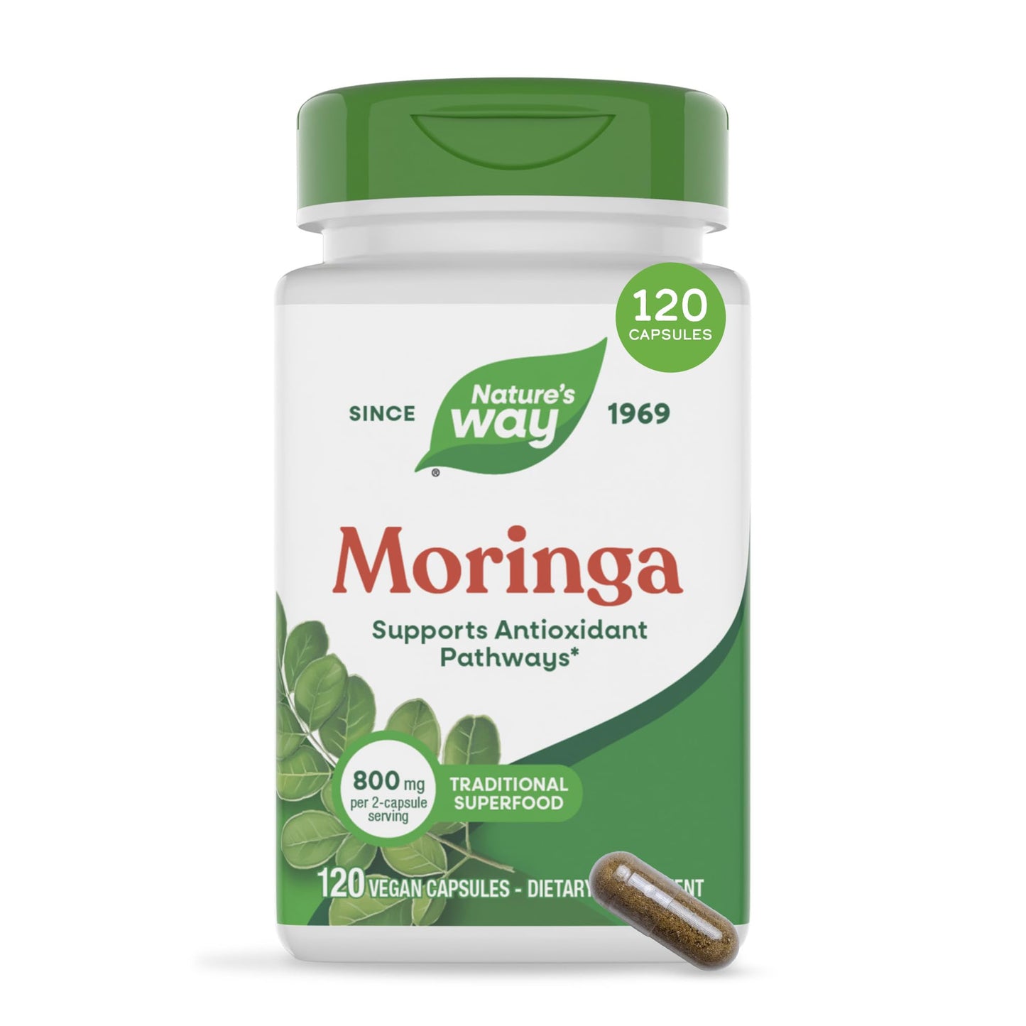 Nature's Way Moringa Leaf, Moringa oleifera, 800 mg per Serving Capsule, 120 Capsules