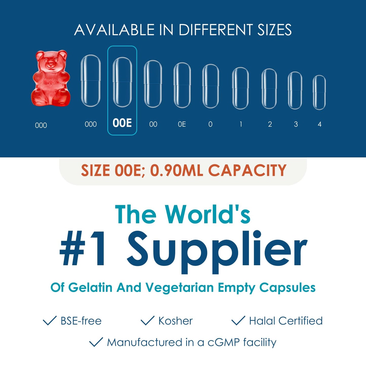 Capsuline Empty Gelatin Capsules Size 00 Separated, Clear, 1000 Count