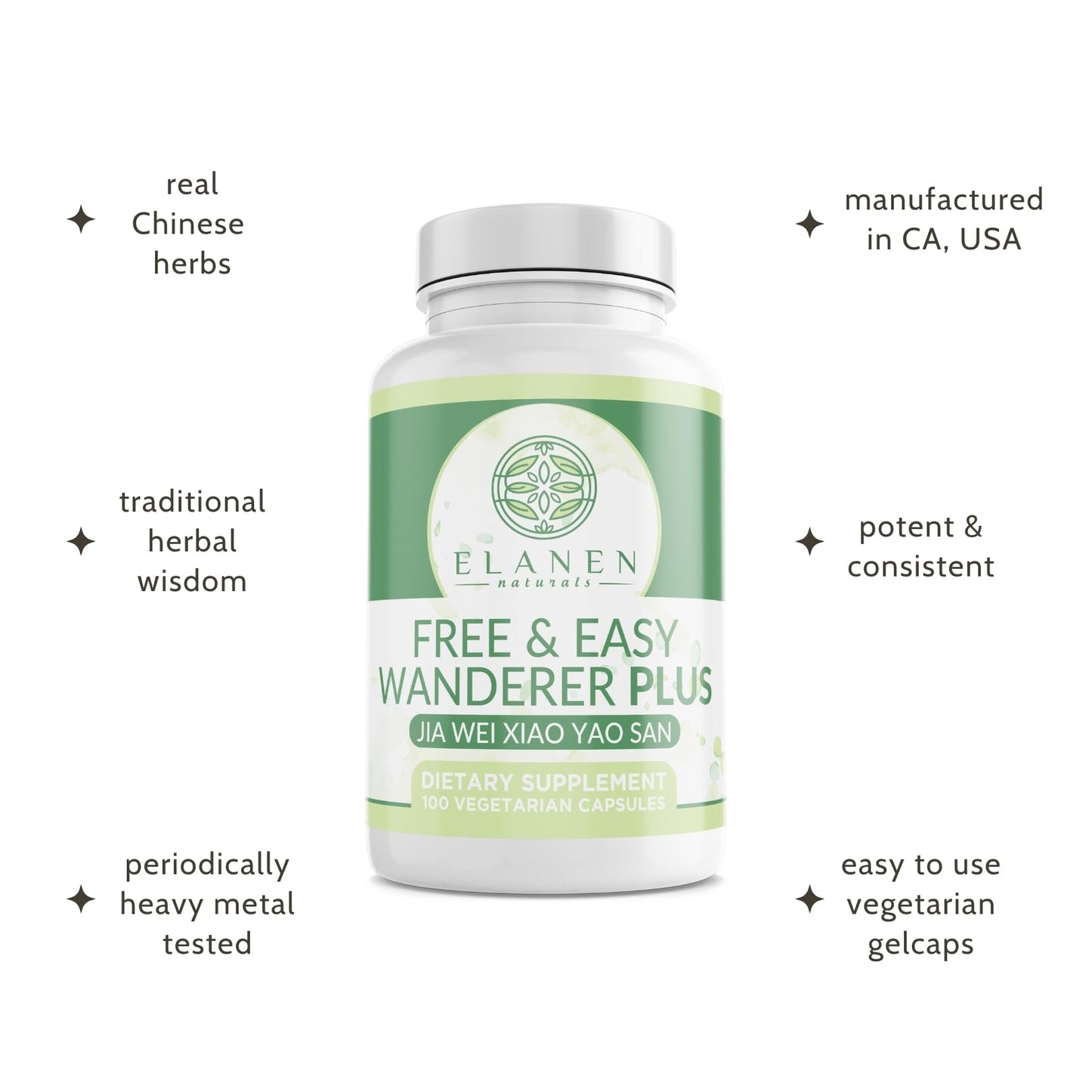 Elanen Naturals Jia Wei Xiao Yao San Free and Easy Wanderer Plus Capsule, 100 Count