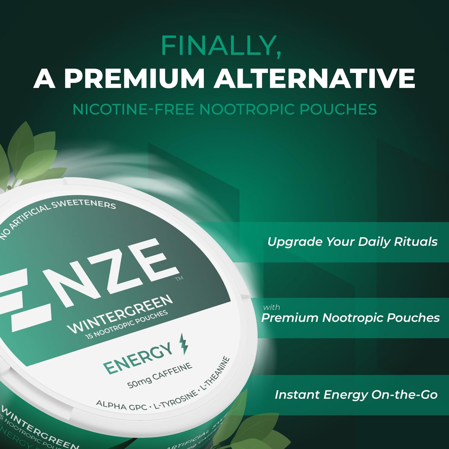 NZE Caffeine Nootropic Pouches Caplet, 5-Pack