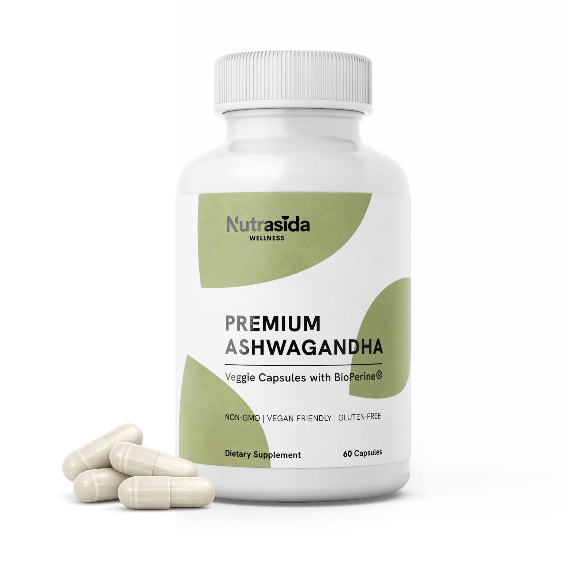 Nutrasida Ashwagandha 600mg with BioPerine Organic Ashwagandha Root Extract, Vegan Capsules, Non-GMO, Gluten-Free, 60 Capsules