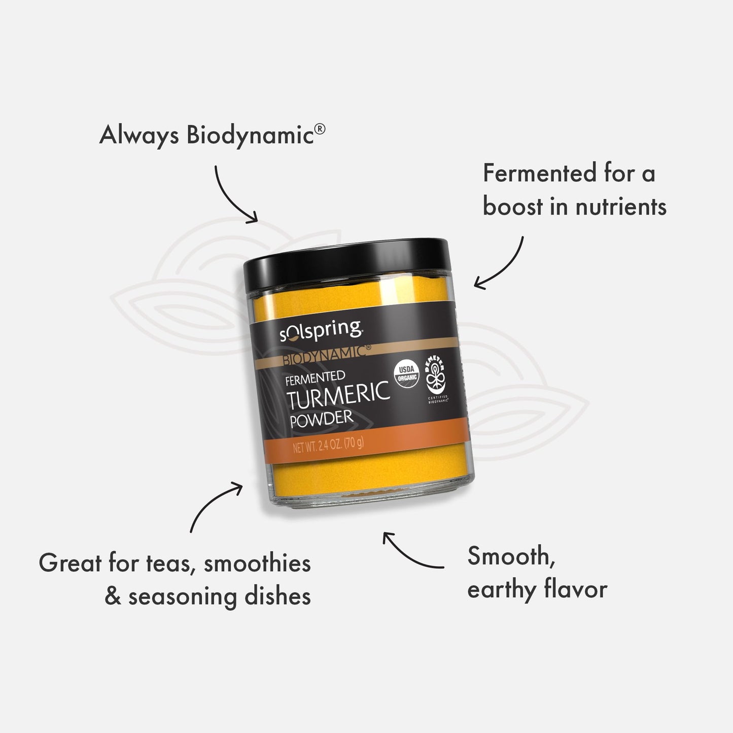 Dr. Mercola Solspring Fermented Turmeric Powder 2.4 oz, 50 Servings