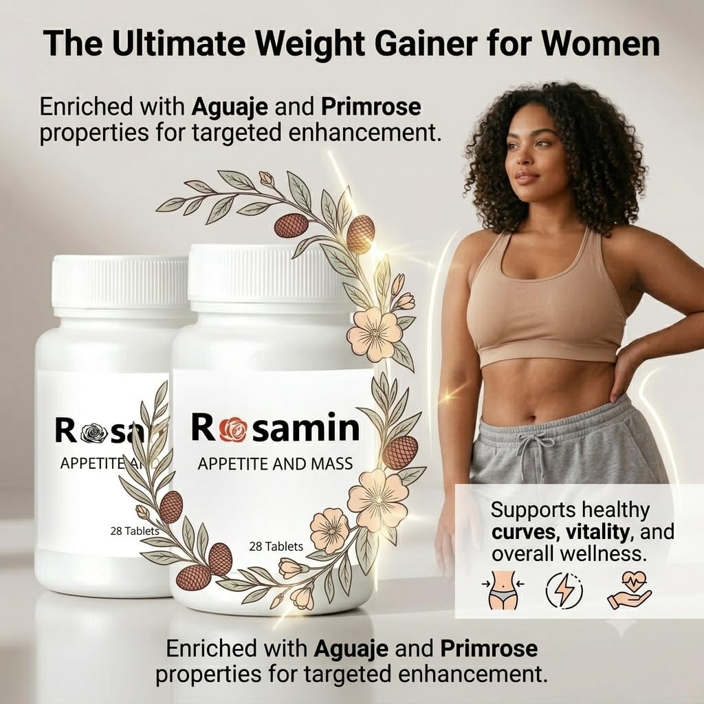 Rosamin Weight Gaining Pills: Dual Appetite Booster & Mass Enhancer, 56 Capsules