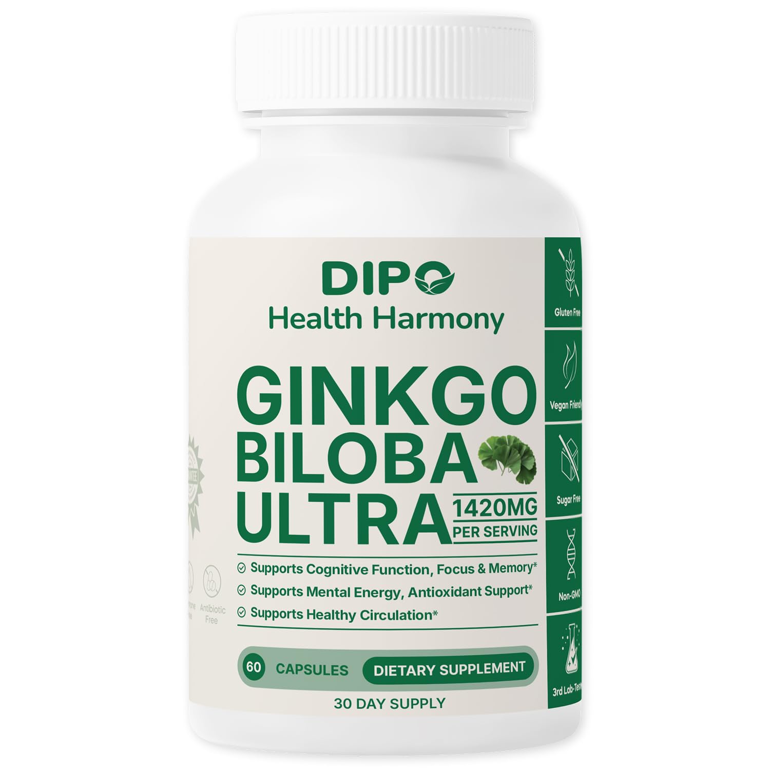 DIPO HEALTH HARMONY Ginkgo Biloba Ultra Extra Strength Capsules, 60 Count