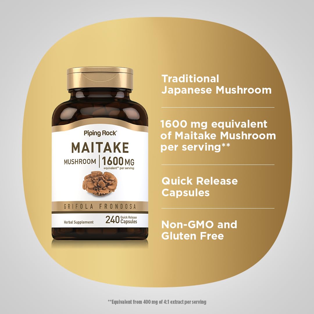 Piping Rock Maitake Mushroom Extract Capsules, 240 Count