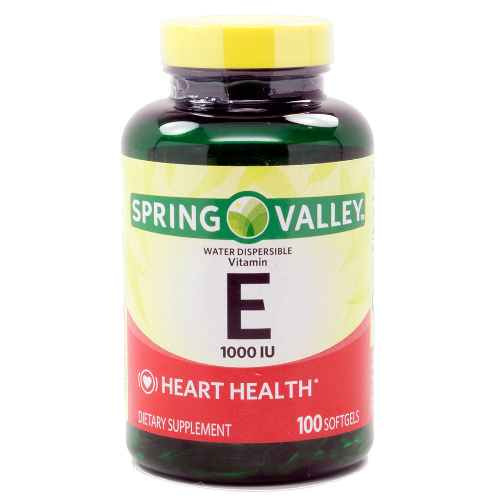 Spring Valley Vitamin E Water Soluble 1000 IU Softgels, 100 Count