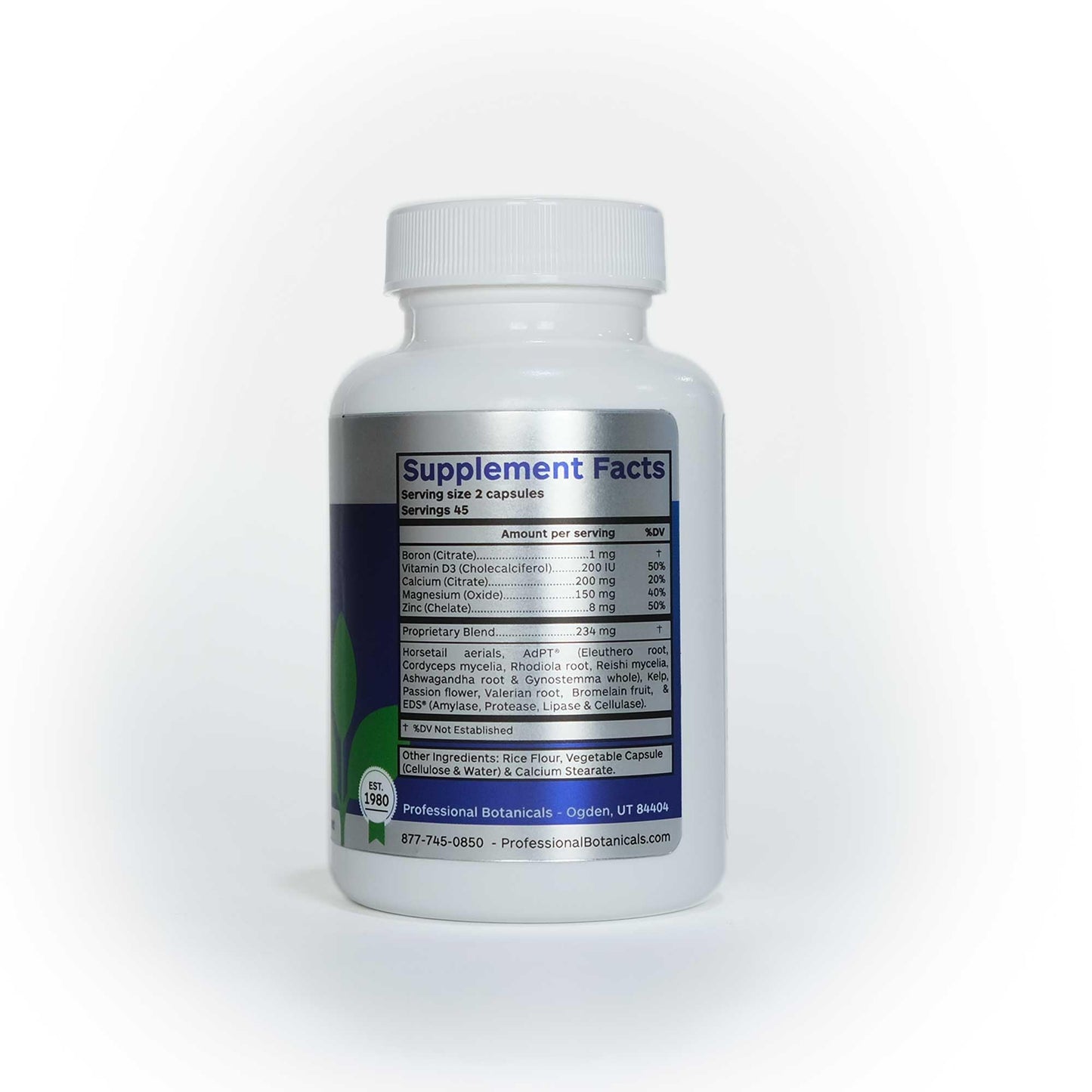 Professional Botanicals Calcium Magnesium and Boron Capsules, 90 Vegetarian Capsules