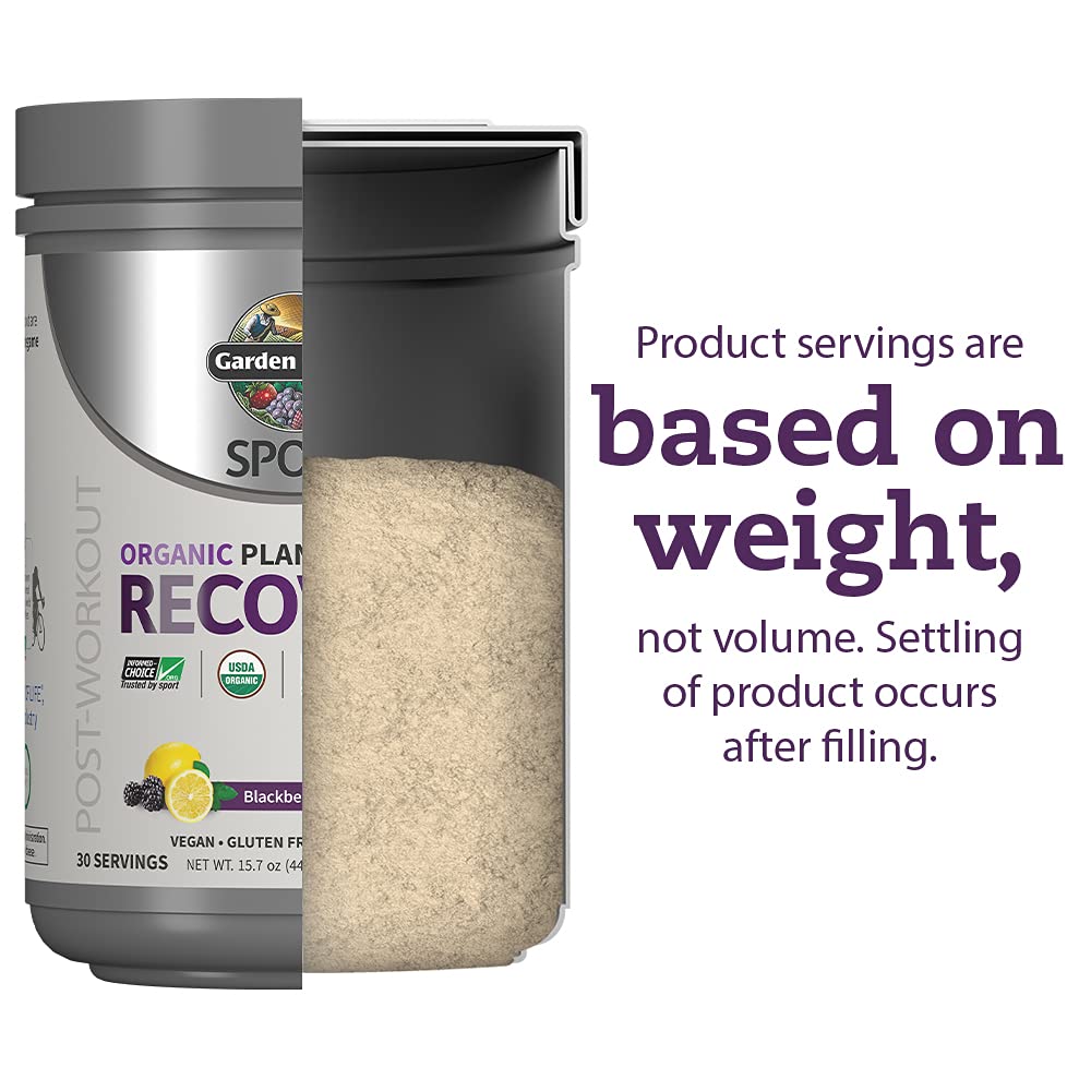 Garden of Life Sport Organic Plant-Based Recovery Powder 15.7 Ounce – Muscle Recovery Supplement for Women & Men with Vitamins and Magnesium, Non-GMO, Gluten-Free, BlackBerry Lemonade Flavor, 30 Servings