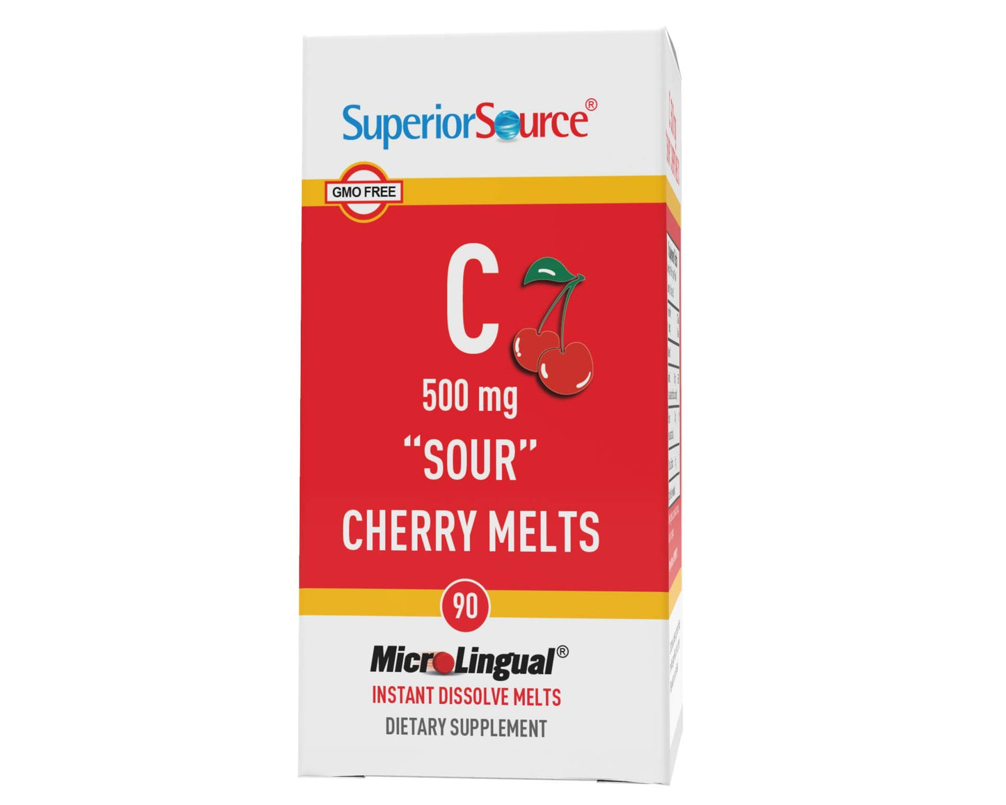Superior Source Vitamin C 500 mg Sour Cherry Melts, 90 Tablets