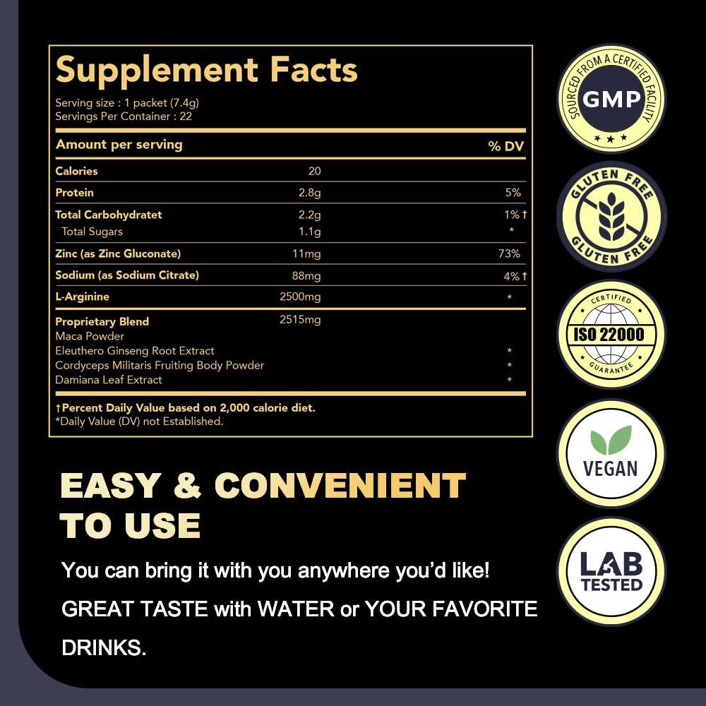 DAIKEN Extra Strength Maca Root & L-Arginine Powder, 5.75 oz