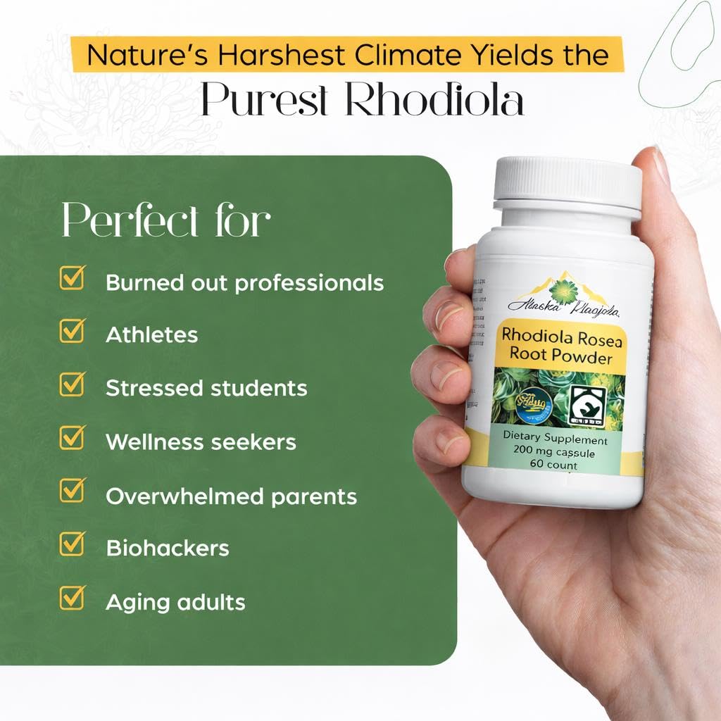Alaska Rhodiola Rhodiola Root Powder Capsules 200mg, 60 Capsules