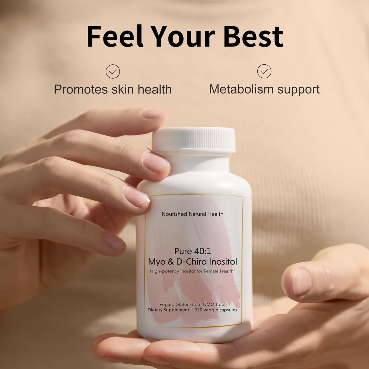 Nourished Natural Health 40:1 Myo & D-Chiro Inositol Supplement for Women Capsules, 360