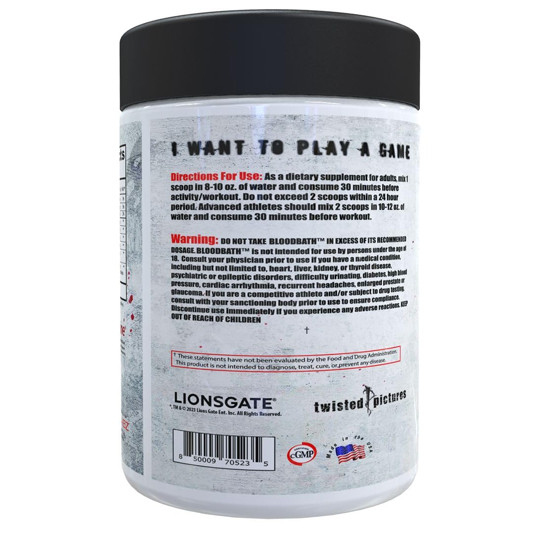 Insane Labz Psychotic Saw and Bloodbath Pre Workout Nitric Oxide Booster Stack Powder, 17.7
