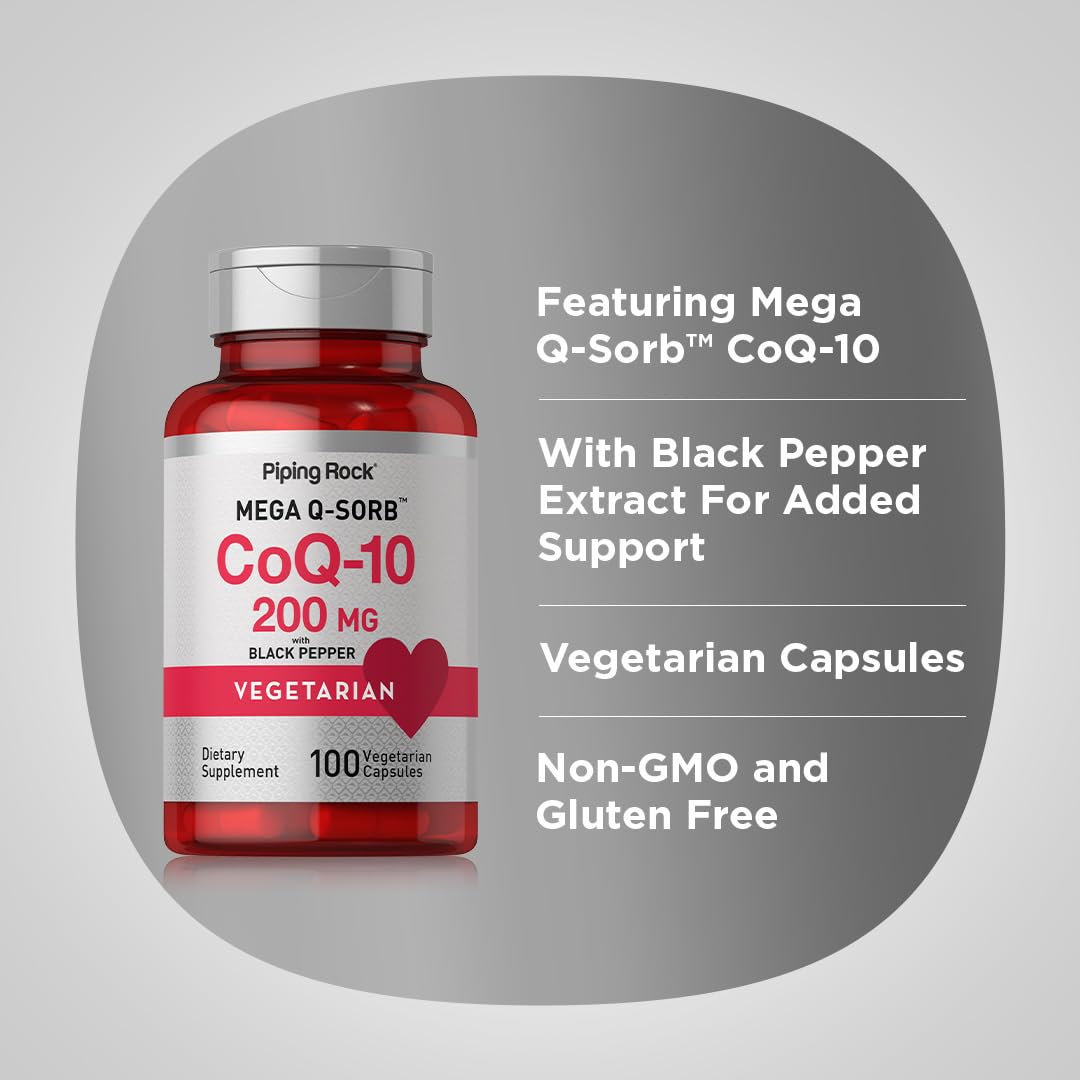Piping Rock CoQ10 200mg Capsules, 100 Count