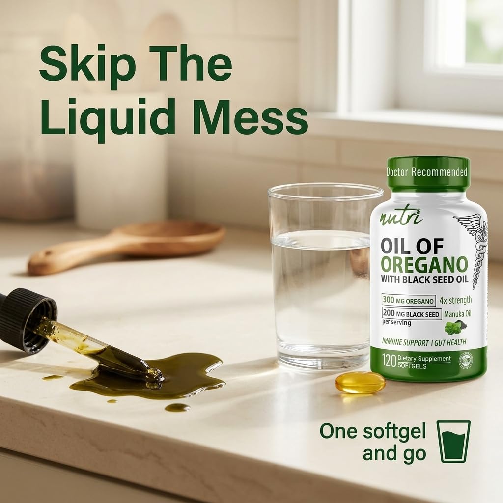 Nutri Oil of Oregano with Black Seed Oil and Manuka Oil Softgels, 120 Softgels