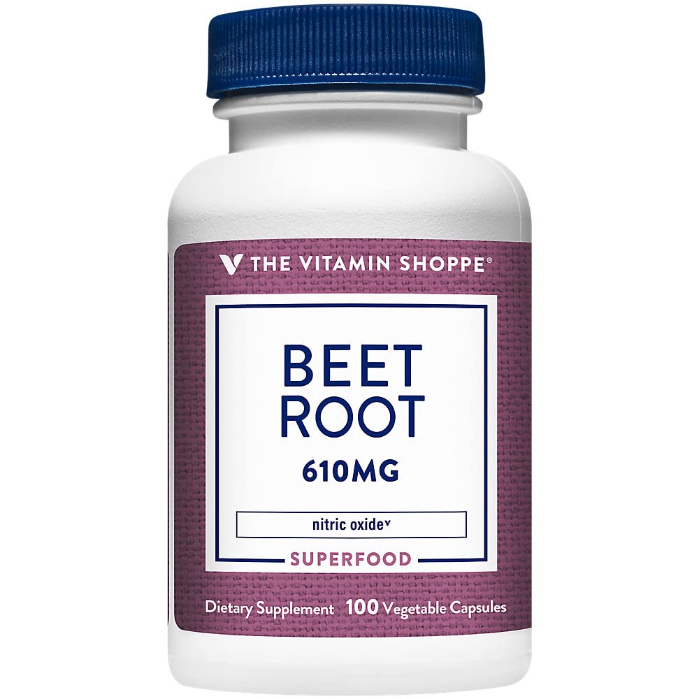 The Vitamin Shoppe Beet Root Nitric Oxide Superfood Vegetarian Capsules, 100 Capsules