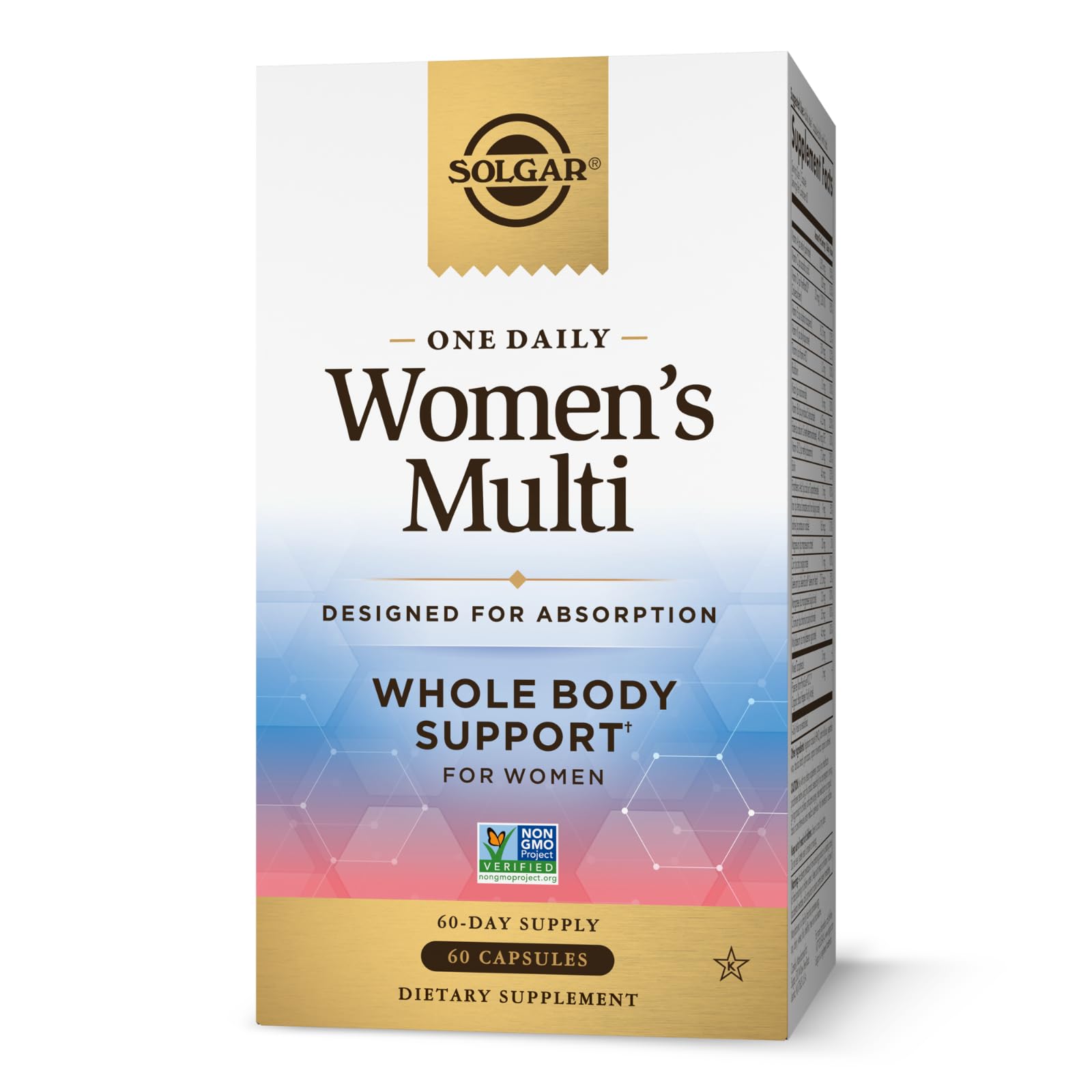 Solgar One Daily Women's Multi Whole Body Support Highly Absorbable Delayed Release Vitamin for Women Capsule, 60 Count
