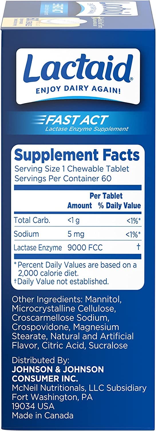 Lactaid Fast Act Lactose Intolerance Relief Chewables 300 Count