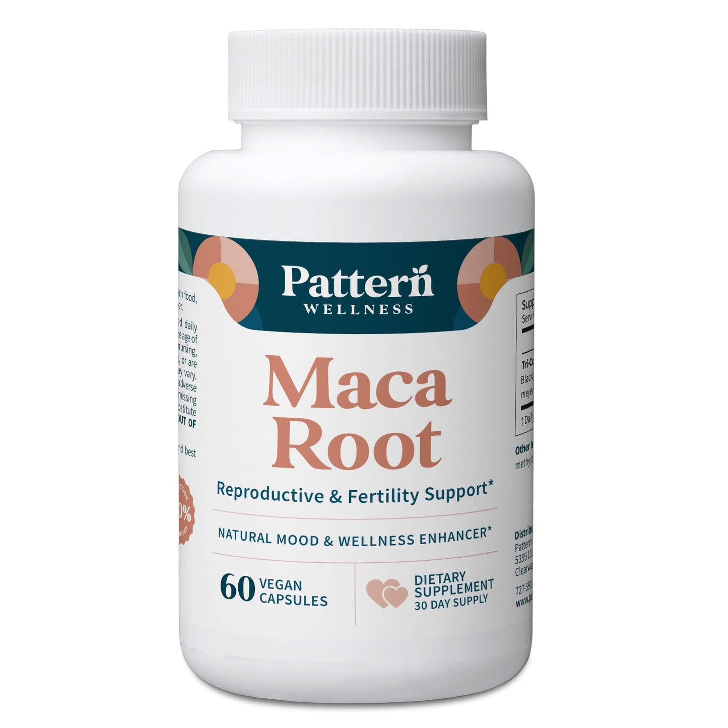 Pattern Wellness Maca Root Extract 20:1-500mg Per Serving Vegan, Non-GMO Capsules 60 Capsules