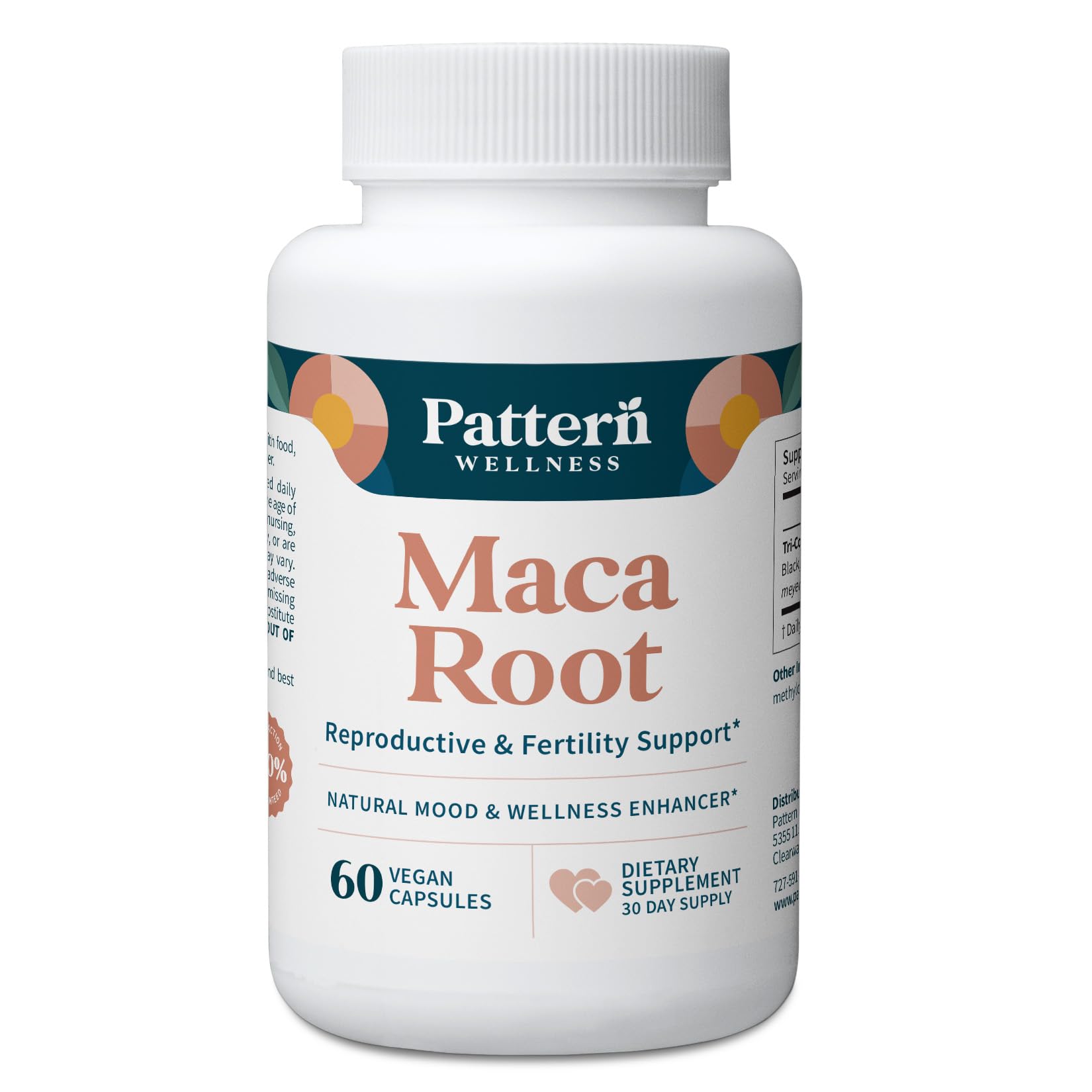 Pattern Wellness Maca Root Extract 20:1-500mg Per Serving Vegan, Non-GMO Capsules 60 Capsules