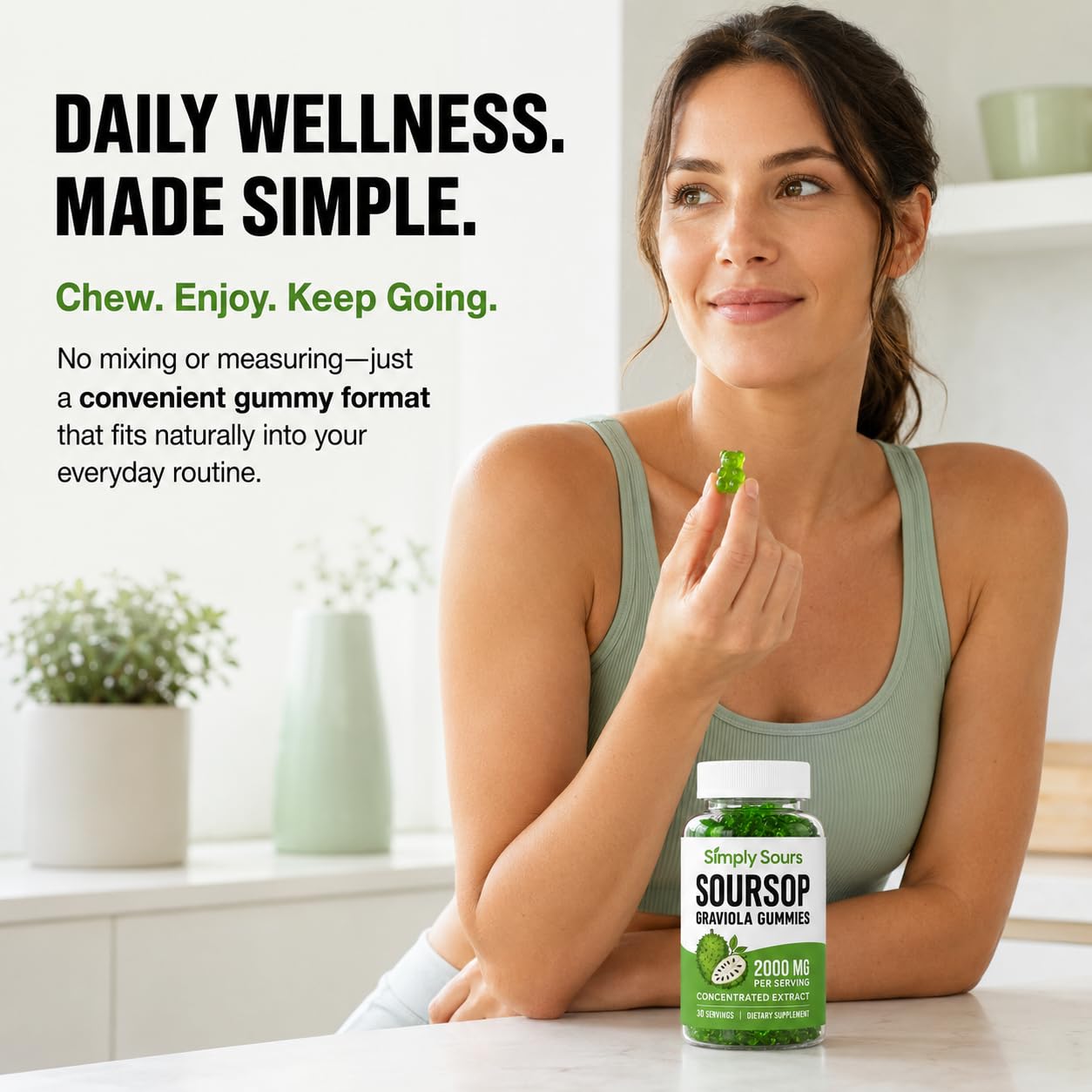 ONAISE Simply Sours Soursop Gummies Graviola Concentrated Extract, 60 Gummies