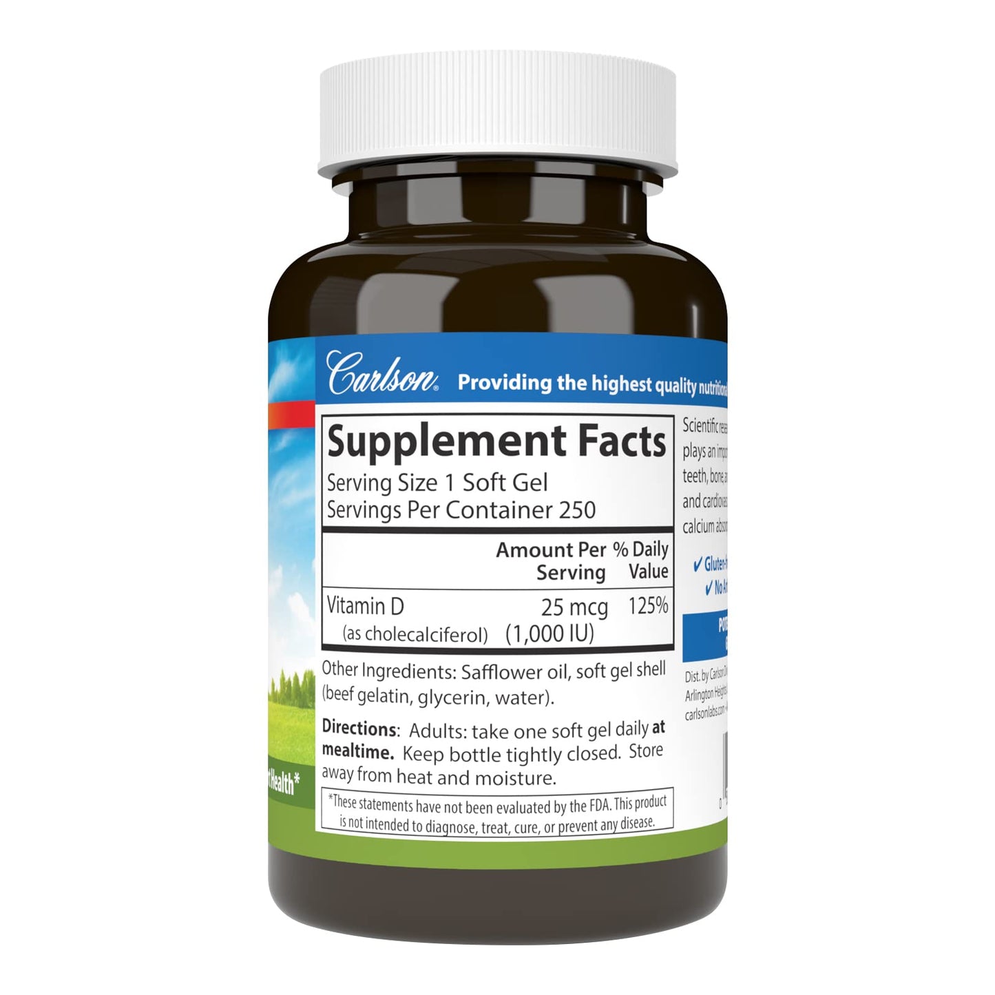 Carlson Vitamin D3 1000 IU Softgels 250 Count