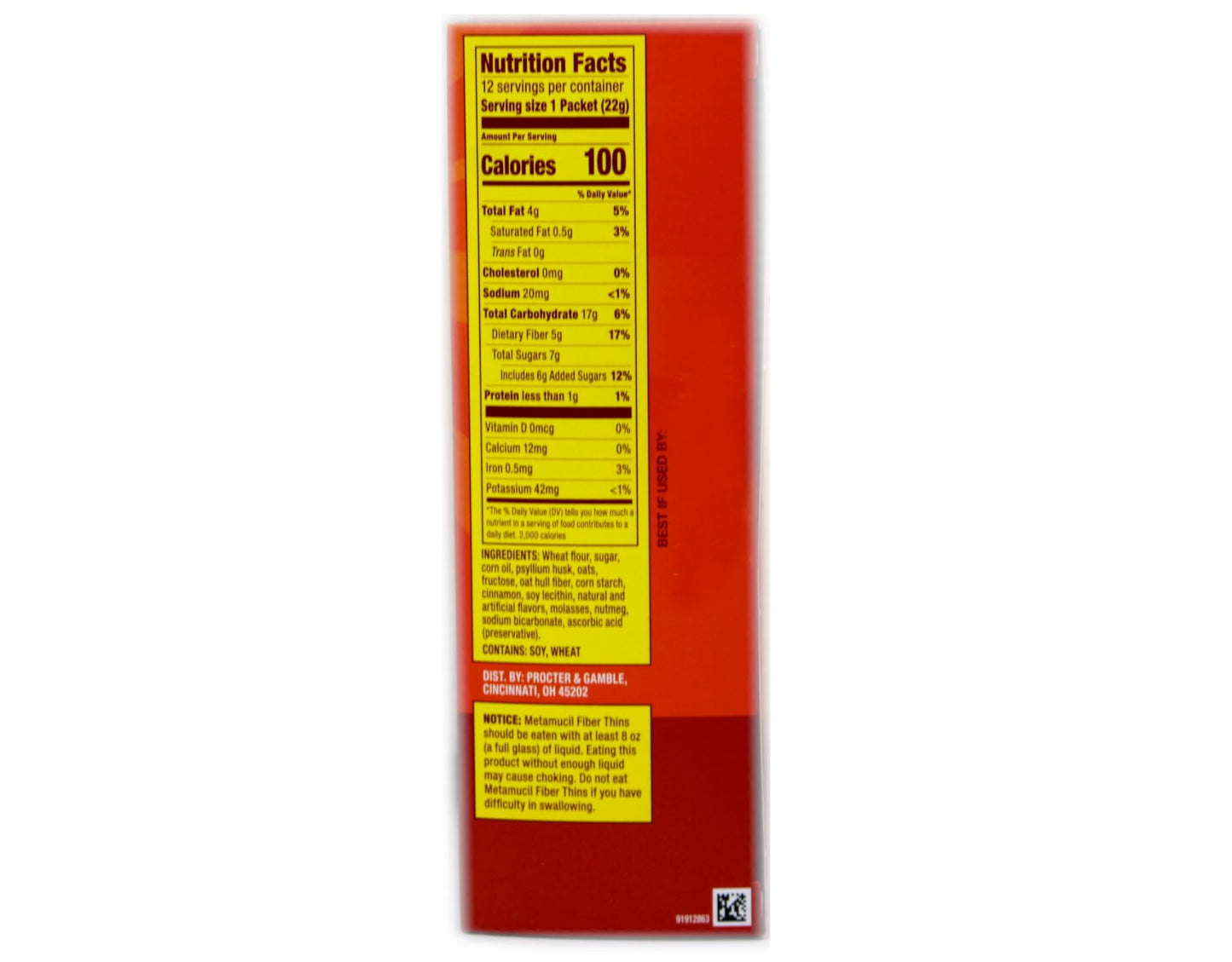 Metamucil Fiber Thins Cinnamon Spice Capsule, Pack of 36