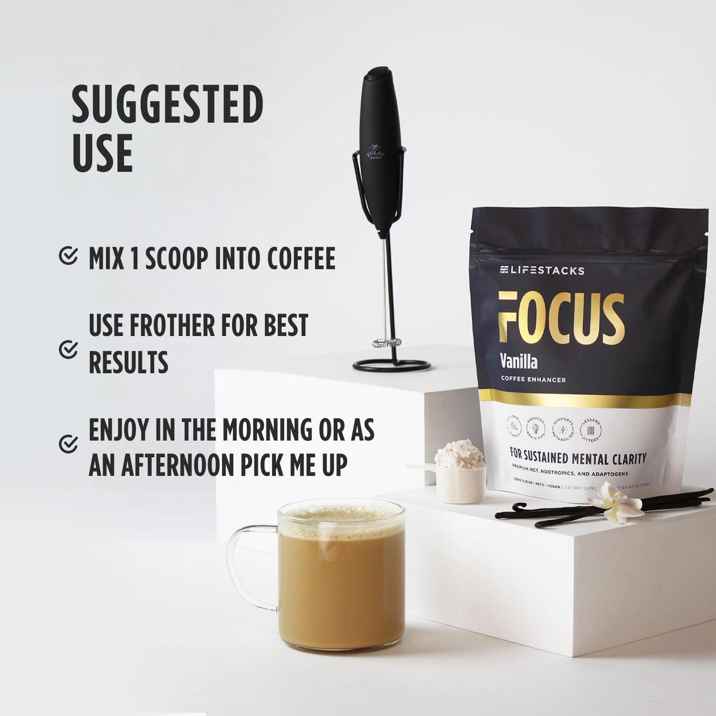 LIFESTACKS Focus Coffee Creamer for Energy & Clarity Powder 6.1 Ounce