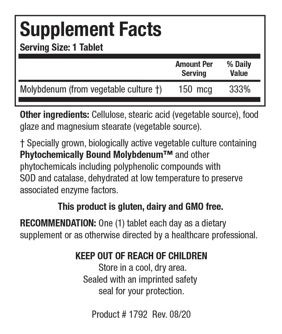 Biotics Research MoZyme Forte Molybdenum 150 mcg Tablet, 100 Tablets
