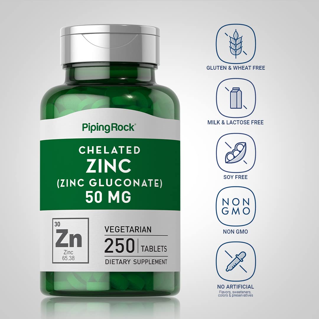 Piping Rock Zinc 50mg Tablets, 250 Count