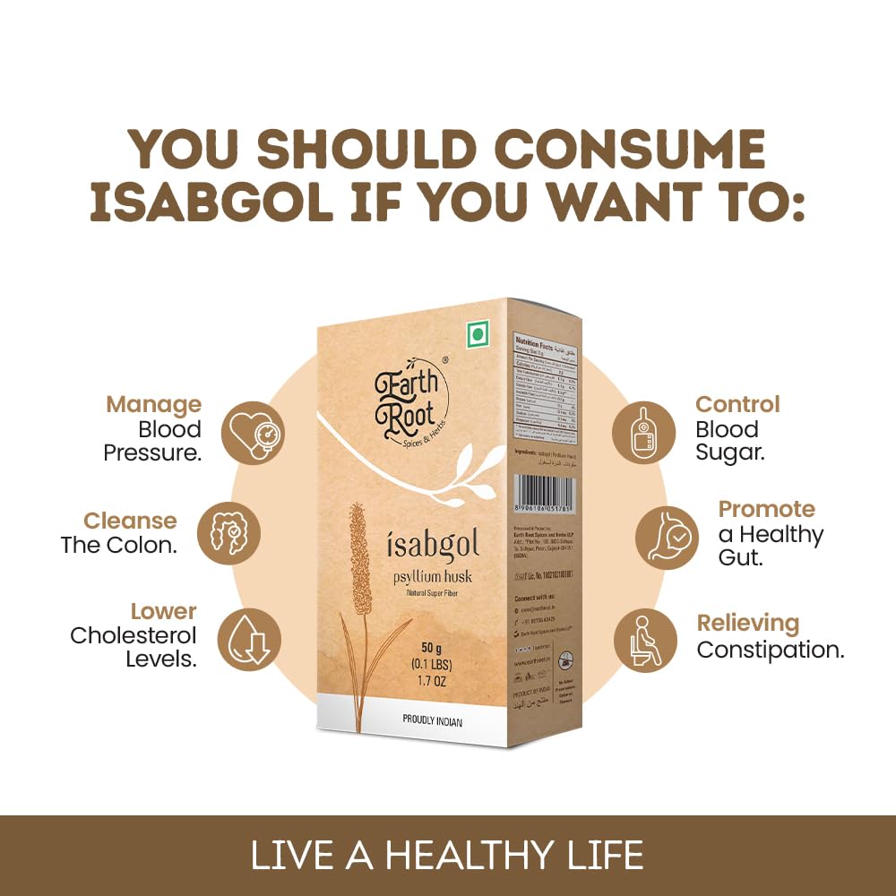 Earthroot Isabgol Psyllium Husk Powder, 1.7 oz