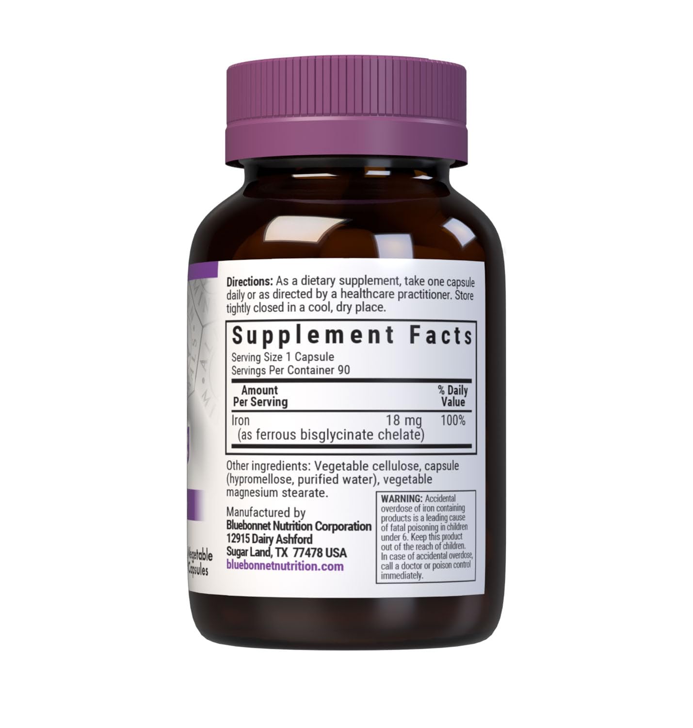 BlueBonnet Chelated Iron 18 mg Capsules 90