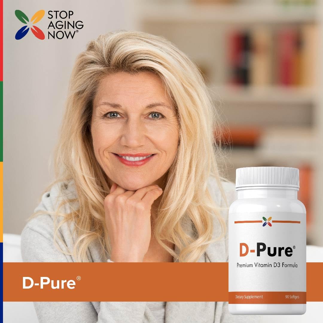 Stop Aging Now D-Pure Vitamin D3 Supplement Capsule 90 Count