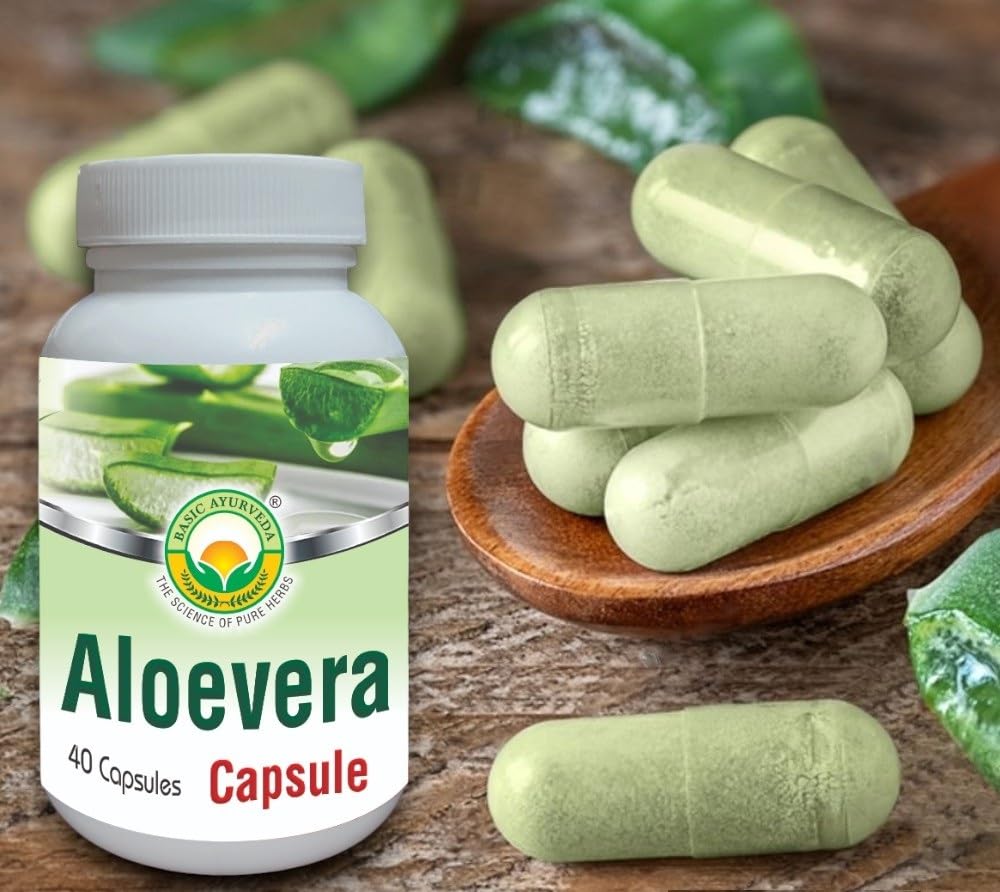 BASIC AYURVEDA Aloe Vera Capsules 40 Count