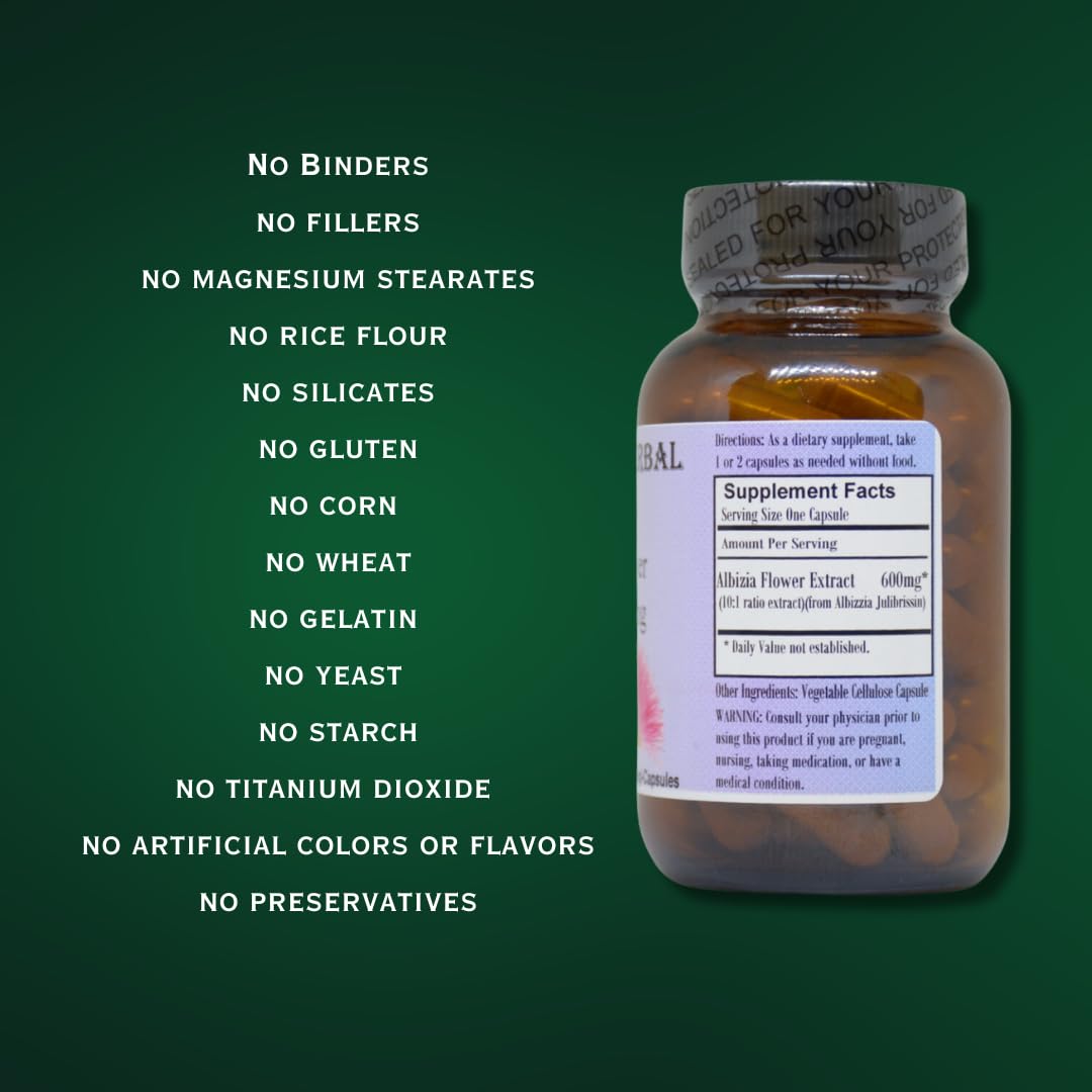 Barlow's Herbal Elixirs Albizia Julibrissin 10:1 Extract 600 mg Albizia Extract 60 Veggie Capsules