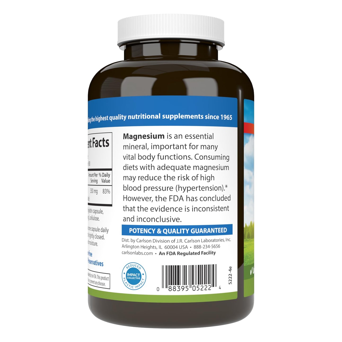 Carlson Magnesium 350 mg Capsules, 180 Capsules