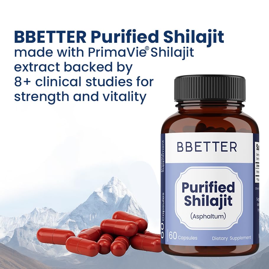 BBETTER Purified Shilajit 250 mg PrimaVie Shilajit Extract Capsules, 120 Capsules