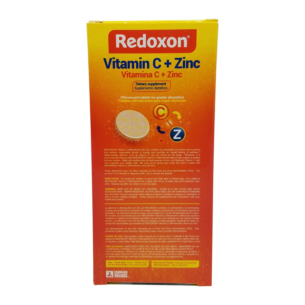Redoxon Orange Effervescent Vitamin C with Zinc Tablets 120 Count