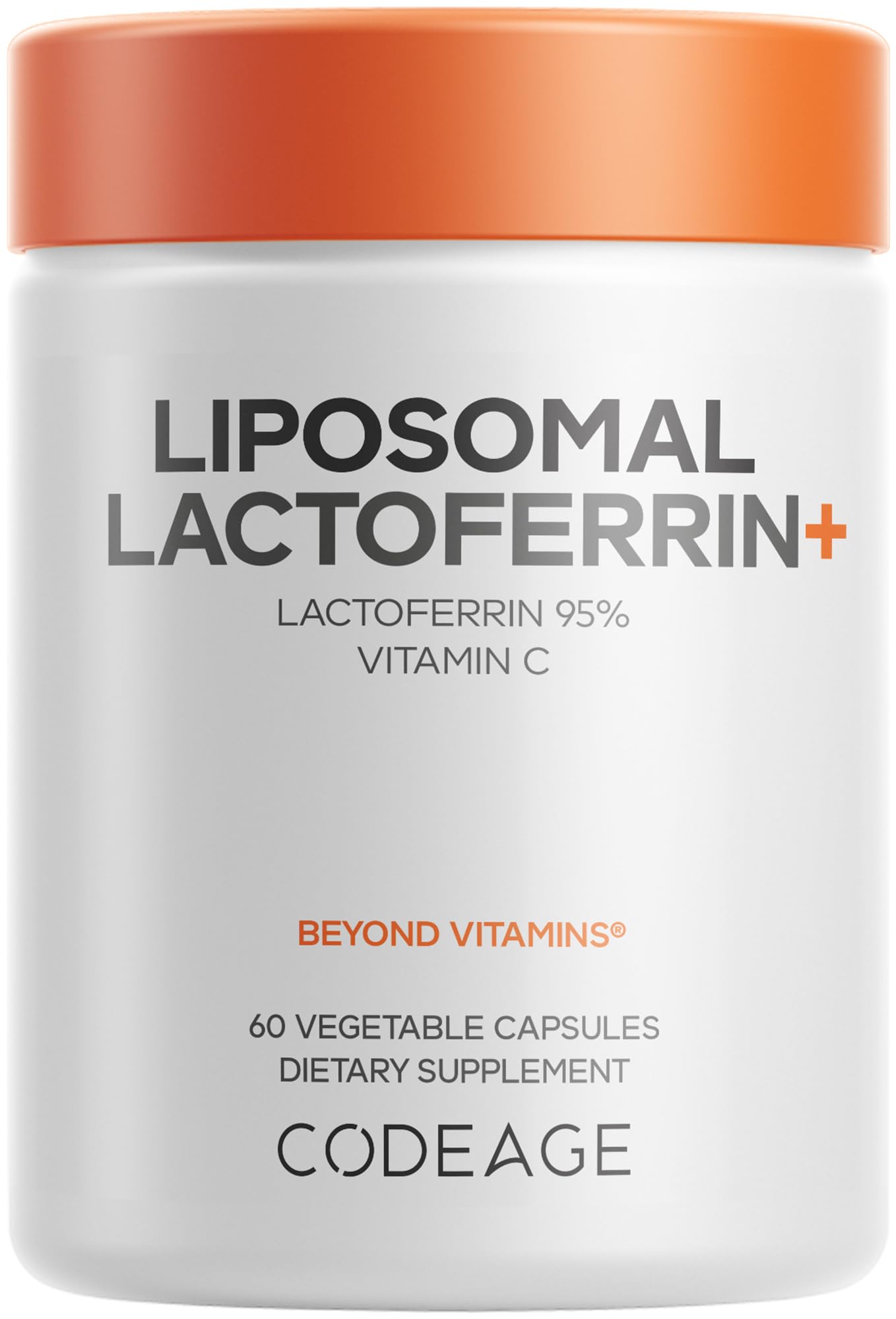 Codeage Liposomal Lactoferrin Supplement - Bovine Lactoferrin 300 mg and Vitamin C, Liposomal Delivery, Non-GMO, 60 Capsules