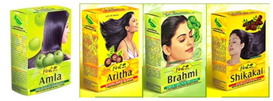 Hesh Herbal Amla, Brahmi, Shikakai & Aritha Powder Bundle, 14 oz Total