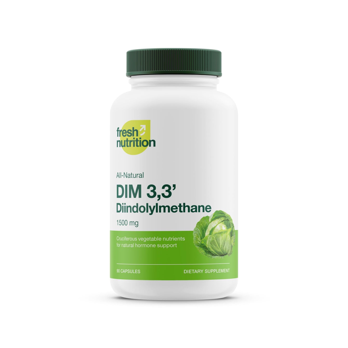 Fresh Nutrition DIM Supplement 500mg Diindolylmethane, 90 Capsules